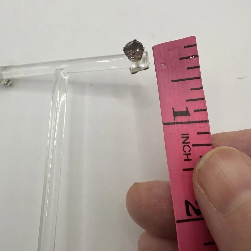 Silver Plated Round Pierced Stud Earrings Purple Dainty Feminine Classic Preppy